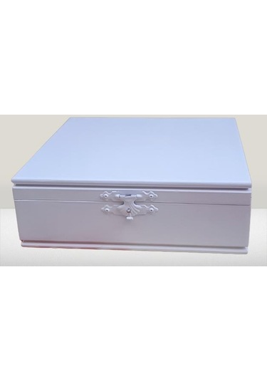 Hobi Adn Dekoratif Makyaj Kutusu Bölmeli Klipsli Parlak Beyaz Model El Yapım