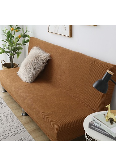 Mufunye Kahverengi Elastik Polar Kumaş Divan Örtüsü - Kırışıklardan Koruma, 120-155cm S Boyutu, Kolksız Modeller İçin Açık Kahverengi