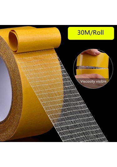 Hangfox Cam Fiberli Çift Taraflı Bant - 60mmx25m, Süper Güçlü Tutuculuk, 80 C Isı Dayanımı, Otomotiv Ve Farklı Malzemeler İçin