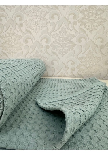 Premium %100 Pamuk Çift Kişilik Yazlık Pike, Yatak Örtüsü,terletmez Kumaş Nilyeşil Renk 240x200cm Yeşil