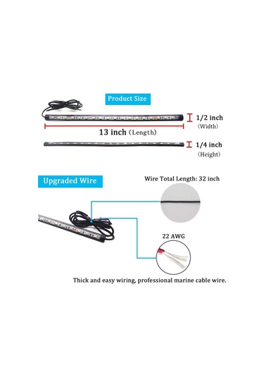 Konesam Deniz Tahtası Su Geçirmez Led Navigasyon Işık Şeridi - Gece Balıkçılık Ve Gemi Sinyali Işığı, Yat Aksesuarı, 18 Işık Damlacıklı Kırmızı Ve Yeşil 2 Adet
