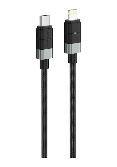 Foneng Xs03 27w Type-c To Lightning Işıklı Örgü 1.2m Hızlı Data Ve Şarj Kablosu