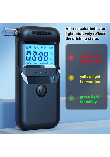 Kangvka Portatif Alkol Testeri: Solunum İle Ölçüm, Lcd Ekran, 3 Renkli Işık, Sesli Bildirim, 50 Geçmiş Kayıt Depolama