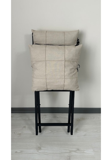 Modern Style Home Minderli Balkon Bahçe Mutfak Bistro Set Katlanır 4+1 Masa - Sandalye Krem