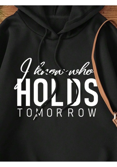 Coke Serisi Slogan Graphic Drawstring Thermal Lined Hoodie-trzksw717 Siyah