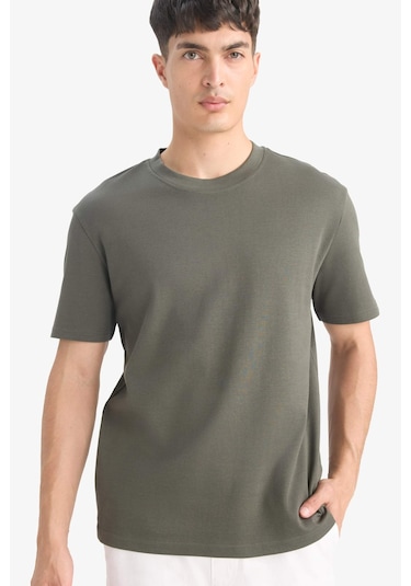 Defacto Regular Fit Bisiklet Yaka Kısa Kollu Tişört E7961ax25aukh444 Haki