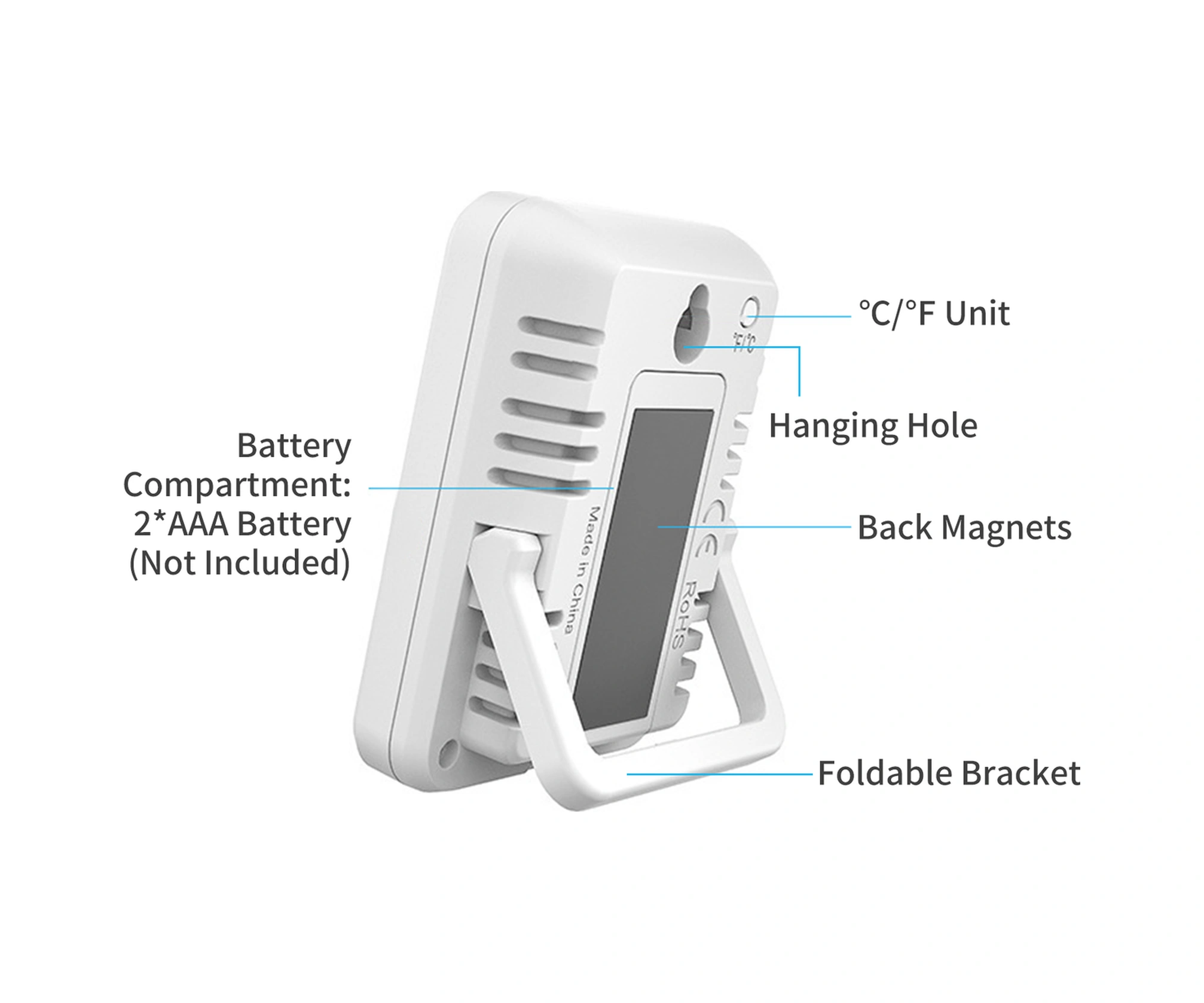 Lemestar Ev İçi Dijital Sicaklık Ve Nem Ölçer, Profesyonel Sensör, Büyük Ekran, 3 Yükleme Seçeneği, Konfor Seviyesi Gösterimi Beyaz