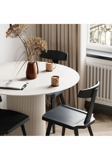 Vintage Yuvarlak Ahşap Bohem Masa 130x130 Krem