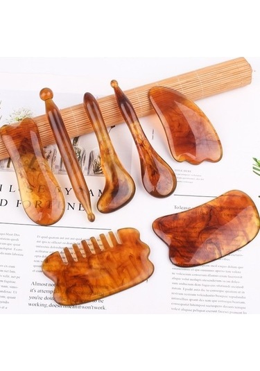 10 Adet Reçine Kazıma Levha Yüz Masaj Aleti Güzellik Salonu Turuncu 0174 Çok Renkli