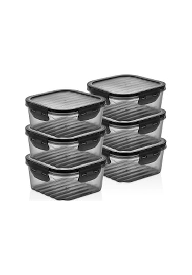 Golden Rod 6 Adet Sızdırmaz Kare Saklama Kabı Seti Siyah