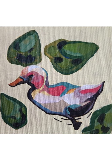 Ördek Tablosu Akrilik El Yapımı 12x12cm