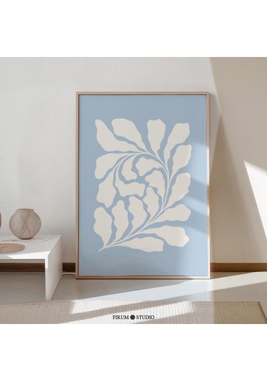 Soyut Botanik Sanatı, Pastel Mavi Modern