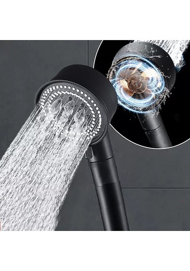 Turbo Fan Pervaneli 5 Fonksiyonlu Siyah Duş Başlığı El Duşu Duş Başlığı Beyaz Plastik Diğer
