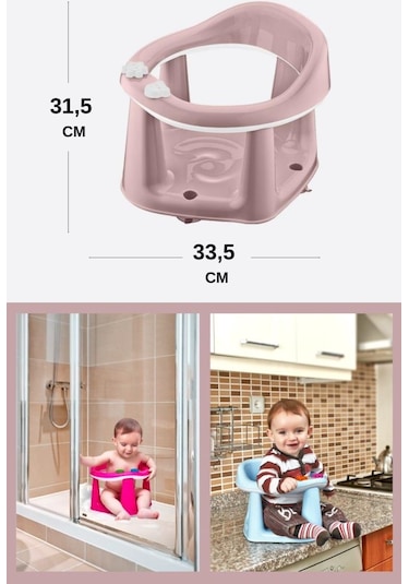 Vakumlu Bebek Banyo Oturağı & Mama Oturağı 2 Si 1 Arada Pembe