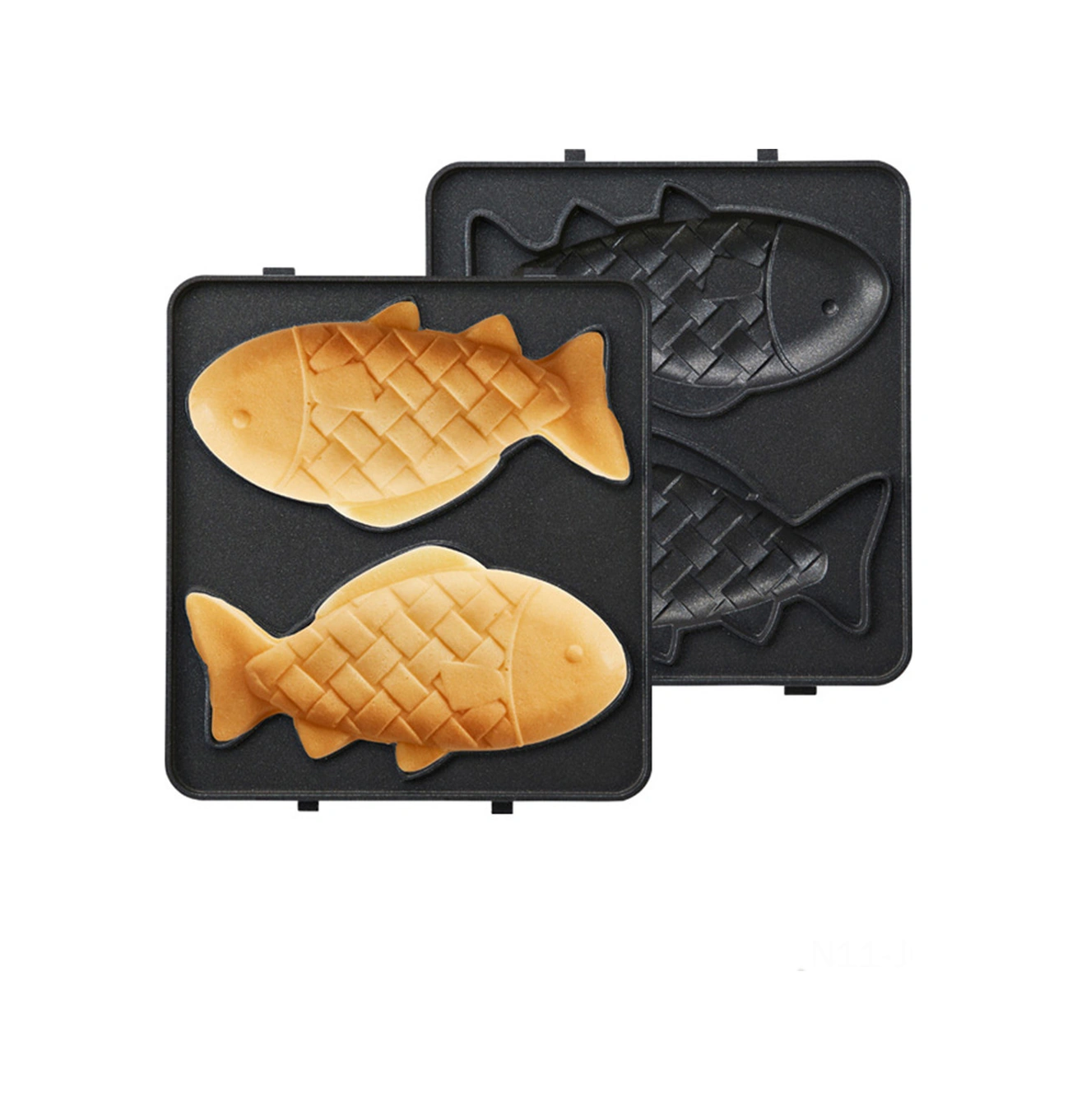 Youmex 14x14cm F Tipi Waffle Tepsisi - H34031 Waffle Makinesi İçin Özel - Anti Yapışkan Kaplama Siyah