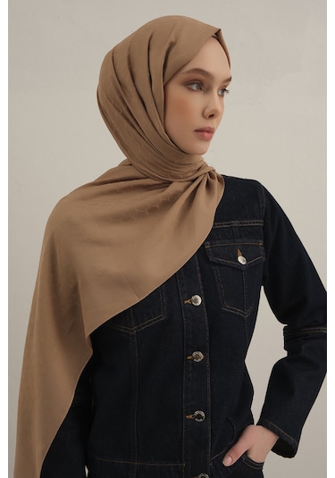 Vizon Link Desen Bambu Cotton Şal 12 Vizon