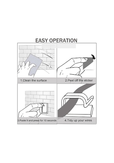 Fortunelane 60 Adet Kablo Düzenleyici Klipsi - Çift Taraflı Yapışkan, Ev/ofis Dekorasyonu İçin