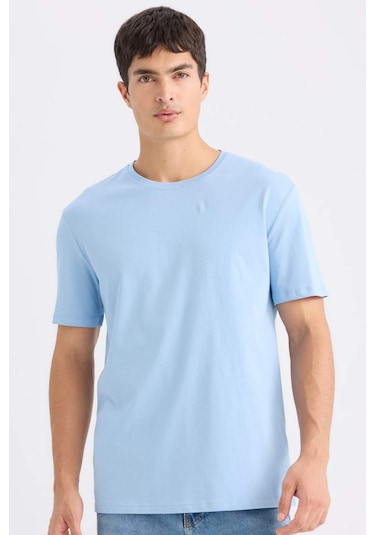 DeFacto New Regular Fit Bisiklet Yaka Basic Düz Kısa Kollu Tişört E1091AXNSBE113