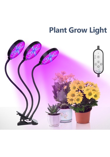 Reedark 15w Bitki Büyüme Lambası, 3 Renk Modu Kırmızı/mavi/kombinasyon , 5 Parlaklık Seviyesi, 360 Esnek Kollu, 4/8/12 Saat Zamanlayıcı, Usb Girişi Şarj Aleti Hariç Siyah