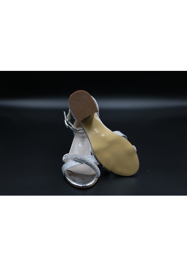 Ayakkabımood Simli Kız Çocuk 4 Cm Topuklu Sandalet Abiye Ayakkabı GÜMÜŞ