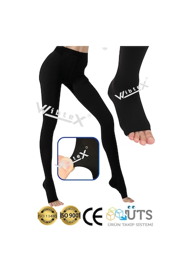 Wibtex Külotlu Varis Çorabı Açık Burun Siyah Renk