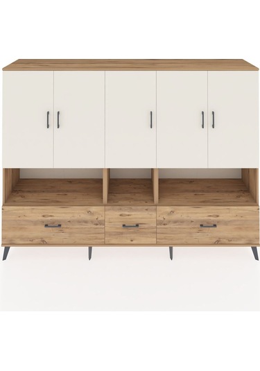 Hyperion Dolap 12 Raflı 3 Çekmeceli 5 Kapaklı 220x44x163 Çam-ayta Çam-aytaşı/çam