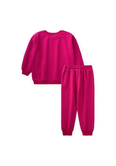 Cigit Basic Karyoka Detaylı Sweatshirt Takım 3-8 Yaş Fuşya