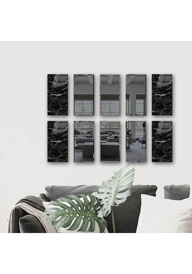 Dekor Camı | Granit Desenli Cam ve Füme Ayna | 10'lu Takım