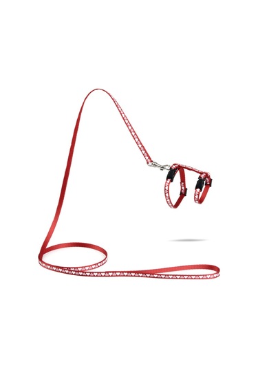 Beeztees Yavru Kedi Göğüs Tasması Ve Gezdirme Kayışı 120cm, Kırmızı, 16-25cm Boyun, 23-36cm Göğüs