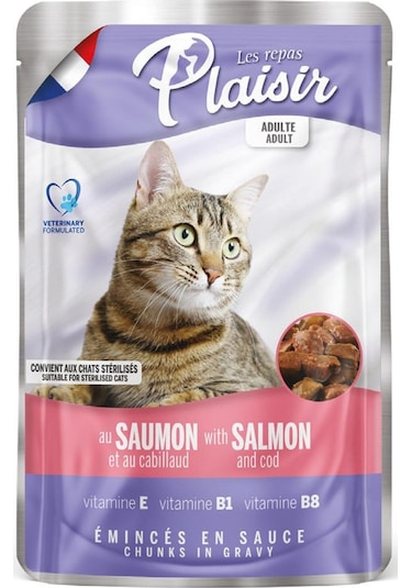 Plaisir 100Gr Pouch Somon&amp;Morinalı Yaş Kedi Maması