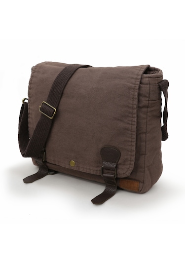 Old Cotton Cargo 8045 Kahverengi Postacı Omuz Kanvas Laptop Çanta Kahverengi
