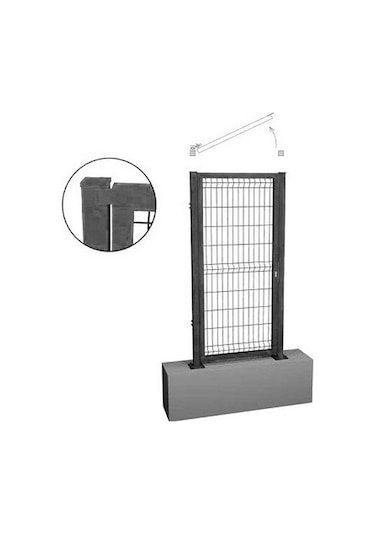 Dekorafence Kanatlı Hazır Panel Çit Kapı Antrasit -100x60 Cm