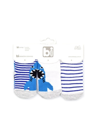 Bibaby Shark 3'lü Bebek Çorabı 68215