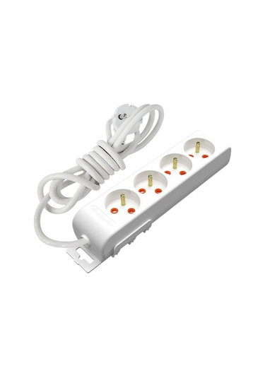 Mutlusan Ri-Tech Çocuk Korumalı Kablolu Anahtarlı Topraklı Grup Priz 4'lü 2 M