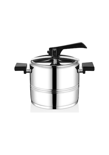 1119 - 18 Parça - İndüksiyonlu Ocak Uyumlu, Paslanmaz Çelik Çeyiz Seti, Gümüş Gövde, Siyah Detay Gümüş