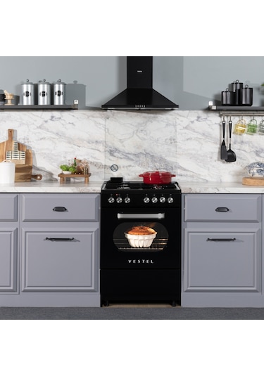 Vestel SF 8400 Retro 66 LT Ocaklı Solo Fırın Siyah