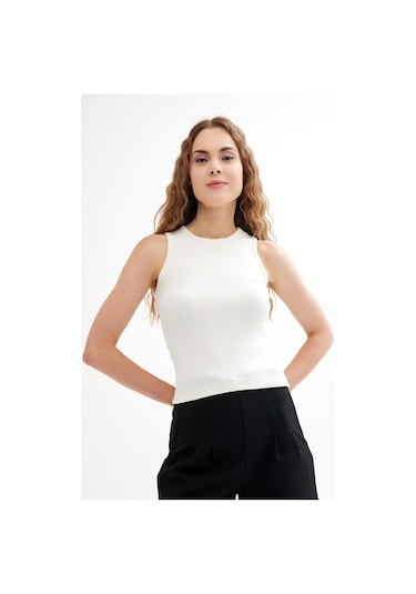 Cotenconcept Halter Yaka Fitilli Fitted Askılı Tişört-beyaz Beyaz