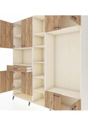 Hyperion Dolap 12 Raflı Tek Çekmeceli 8 Kapaklı 220x44x243 Aytaşı-çam/çam Atlas Çam/atlas Çam