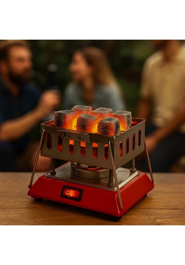 Kare Krom Elektrikli Nargile Köz Ocağı