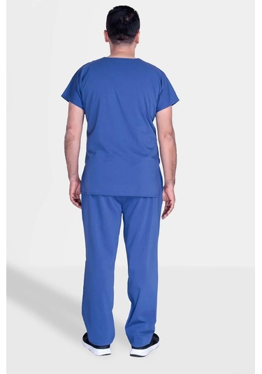 Likralı Cerrahi, Doktor, Hemşire, Renkli Üniforma Takım Saks Mavi