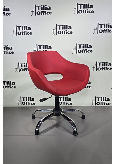 Monaco Çalışma Kesim Kuaför Koltuğu Yonca Sabit Krom Ayak Kırmızı