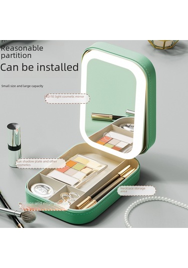 Geeroyoo Led Işıklı Üç Renkli Makyaj Aynası - Katlanabilir Evcilik Kutusu Ve Kozmetik Saklama Kutu Birleşik Tasarım Pembe, 16.5 11.5 3.5 Pembe Ayna