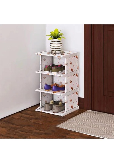 Padalink Mutfak, Oturma Odası, Yatak Odası İçin 3 Bölmeli Mavi Organize Dolap - Noktalı Kumaş Ve Alüminyum Malzemeyle Ev Gereçleri, Ayakkabı Depolama Mavi