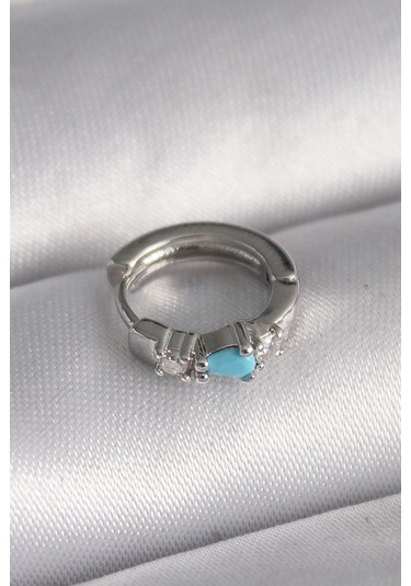 Bfs 316l Çelik Gümüş Renk Zirkon Taşlı Mavi Boncuk Detay Tragus Piercing Çok Renkli