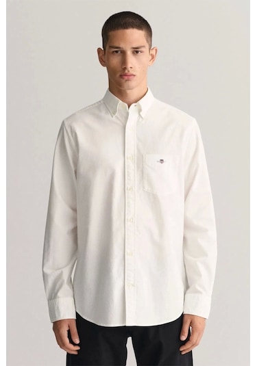 Gant Erkek Beyaz Regular Fit Gömlek Lacivert