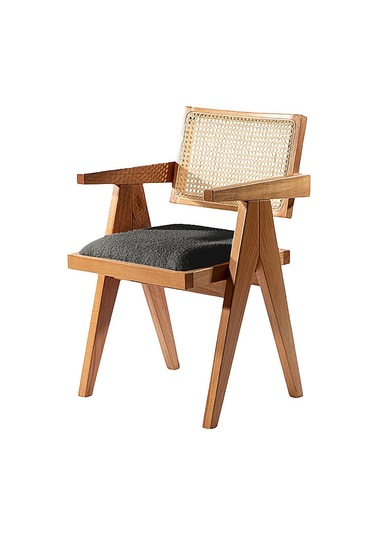 Luna Pergel Hazeranlı Model Hasırlı Natural Ahşap Sandalye Natural - Antrasit