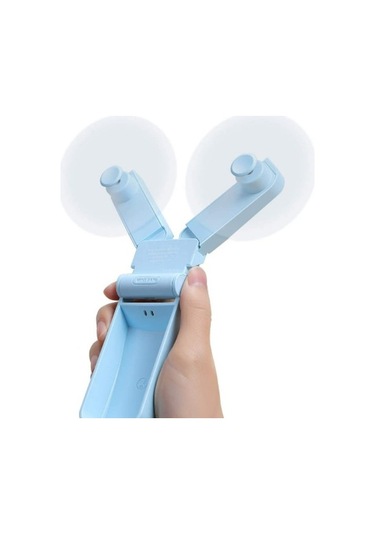 Taşınabilir El Fanı Kişisel Mini Cep Fanı Usb Şarj Edilebilir El Fanları 2 Hızlı Çift Kafa Güçlü Rüzgar 0243 Mavi