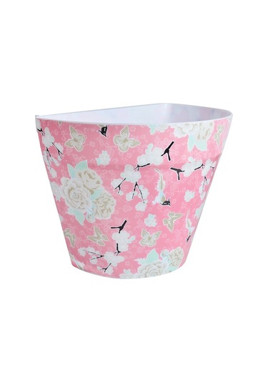 Güllü Duvar Saksısı - Pembe Plastik Saksı