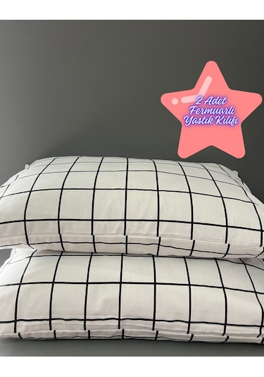 Pamuklu 2 Adet 50x70 Cm Fermuarlı Yastık Kılıfı