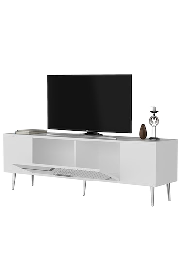Ufa Tv Sehpası Tv Ünitesi 150 Cm Beyaz Gümüş